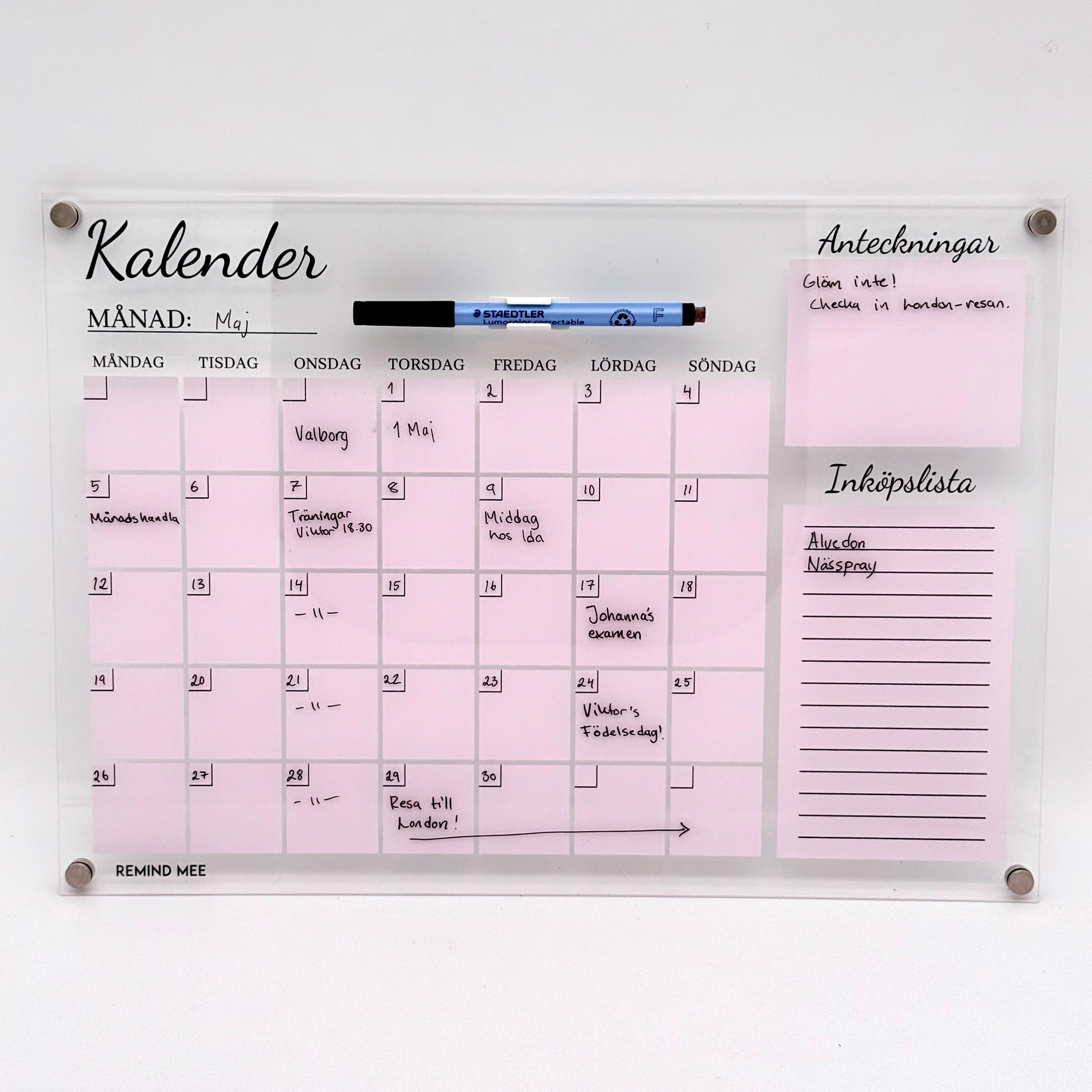 Månadskalender (rosa)