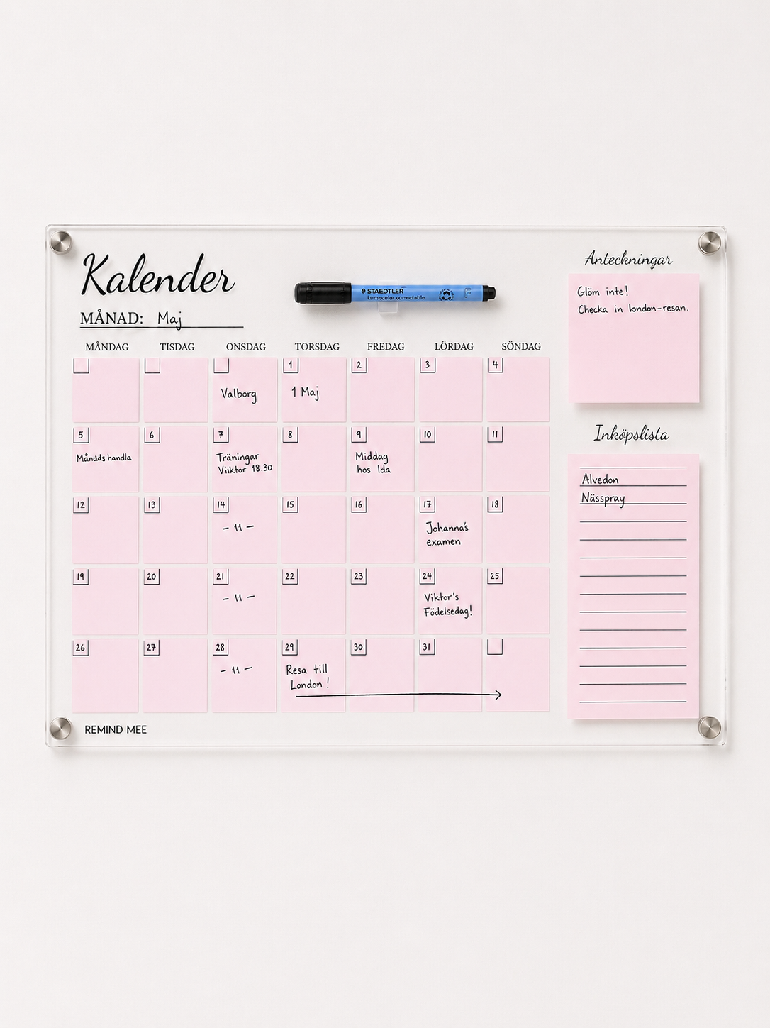 Månadskalender (rosa)